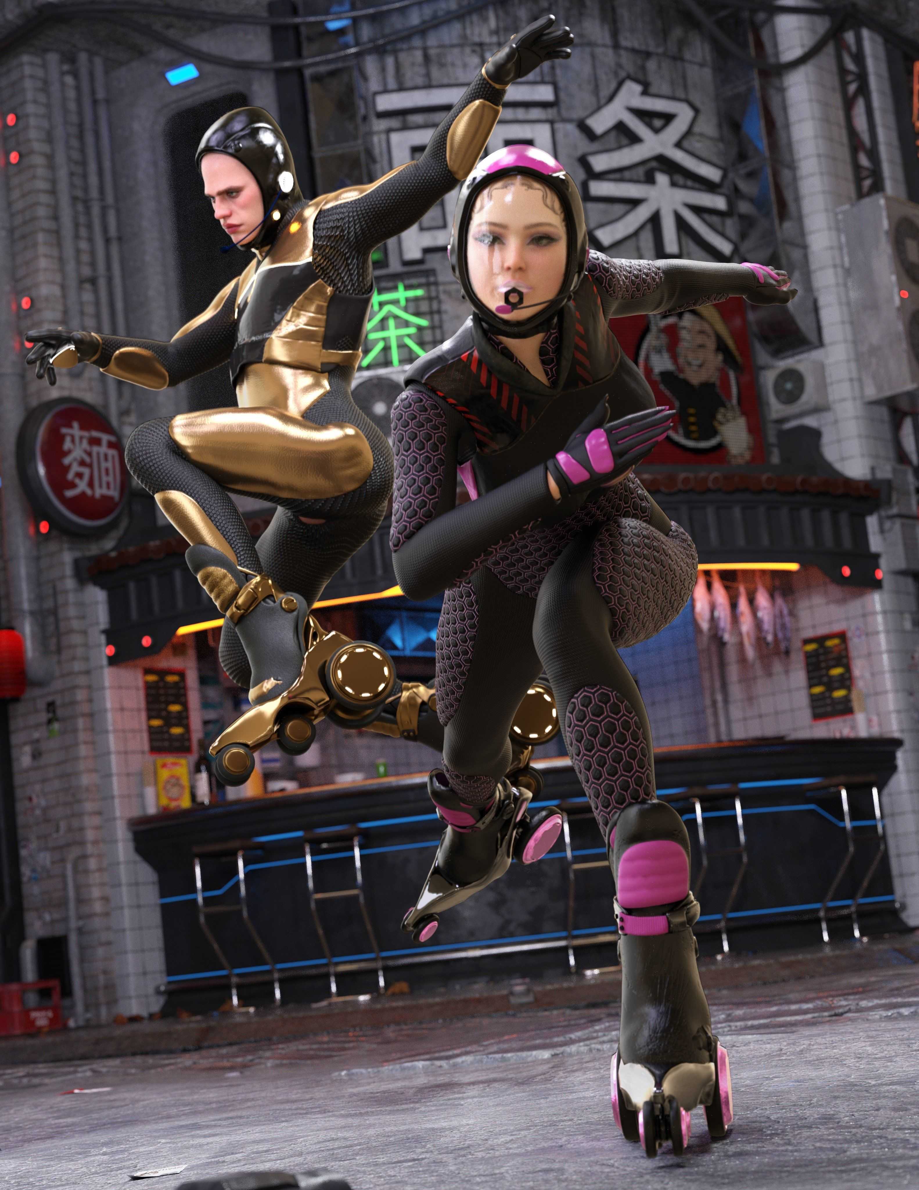 图片[1]-[daz服装] Genesis 9的ND 赛博梦轮滑的赛博跑者-DAZ爱好者