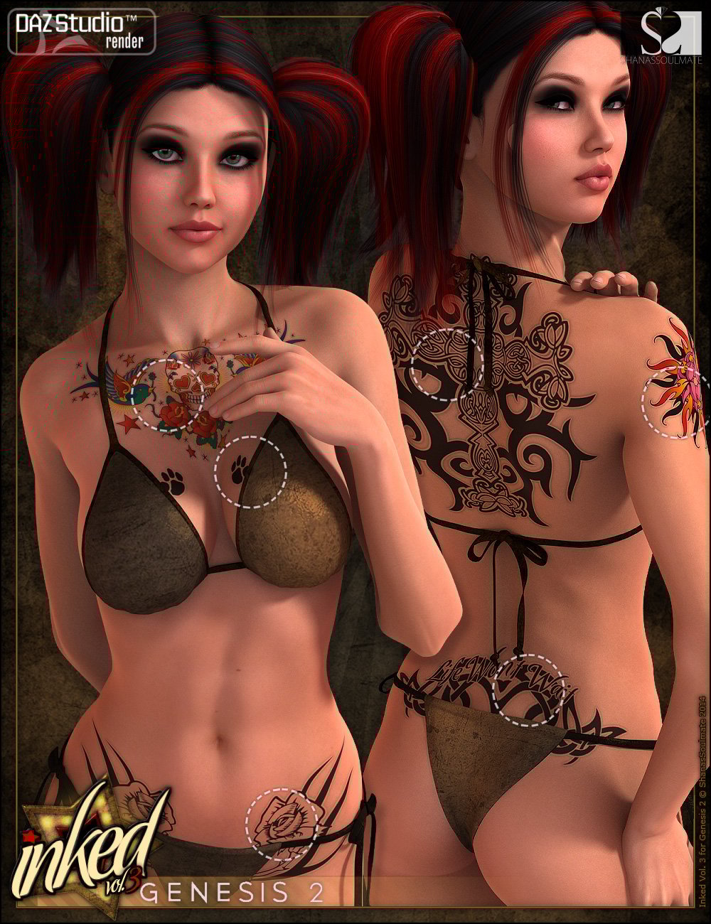 图片[1]-[daz角色] Inked Vol 3 for Genesis 2 Females-DAZ爱好者