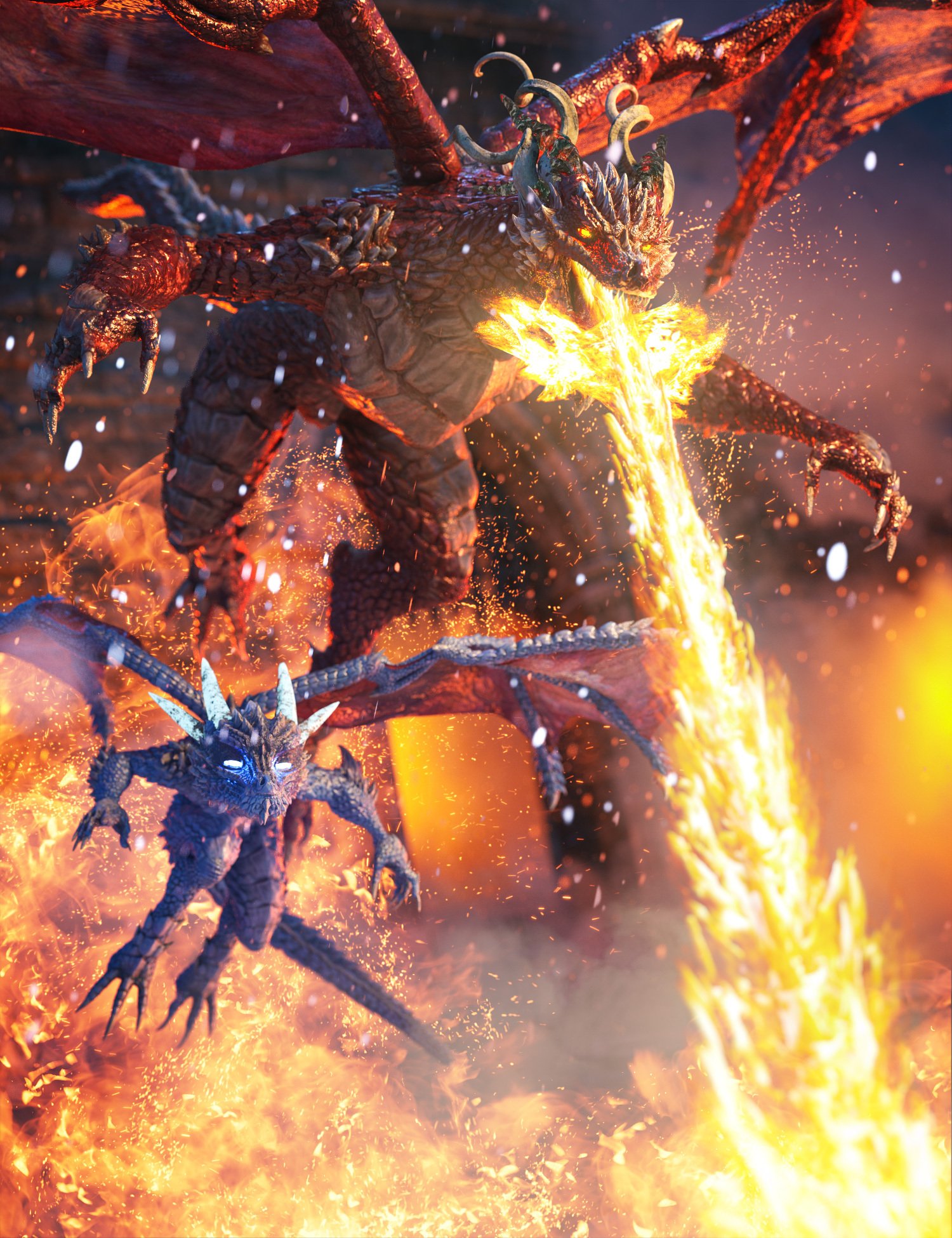 图片[1]-[daz合集] 龙之火与狂暴捆绑包-DAZ爱好者