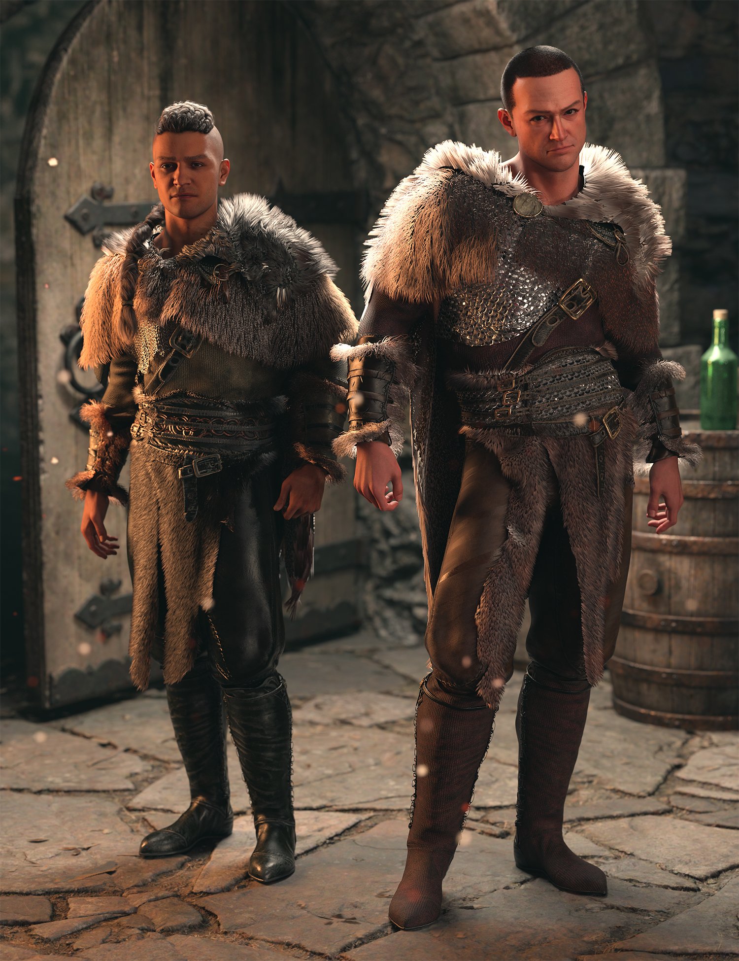 图片[1]-[daz服装] dForce Wolfskin维京人服装纹理-DAZ爱好者