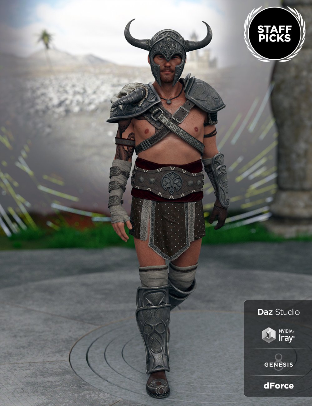 图片[1]-[daz服装] 创世纪8男性致命战士盔甲-DAZ爱好者