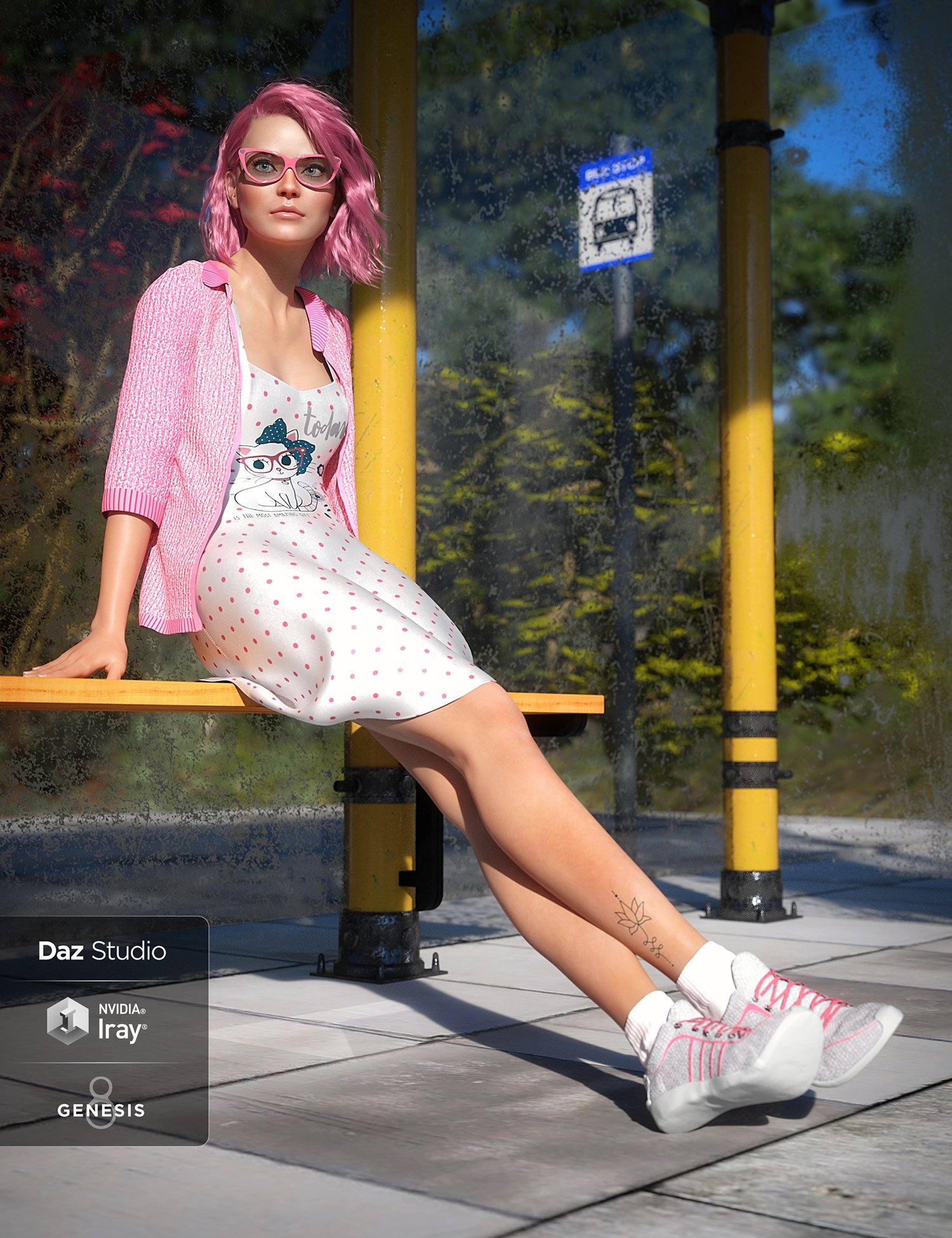 图片[1]-[daz服装] 创世纪8号母版dForce小猫连衣裙-DAZ爱好者