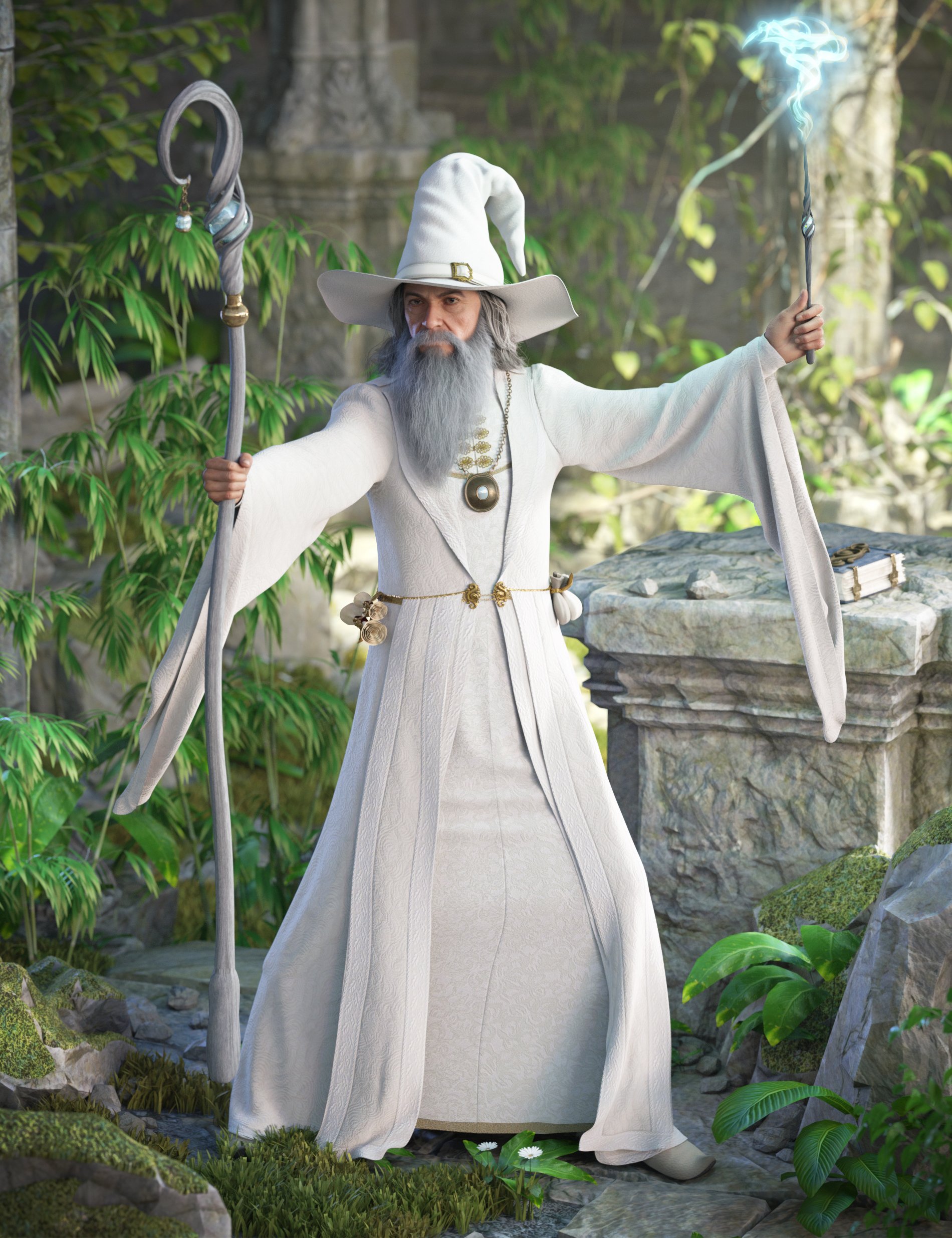 图片[1]-[daz服装] dForce创世纪8和8.1雄性捆绑包的国王魔法师-DAZ爱好者