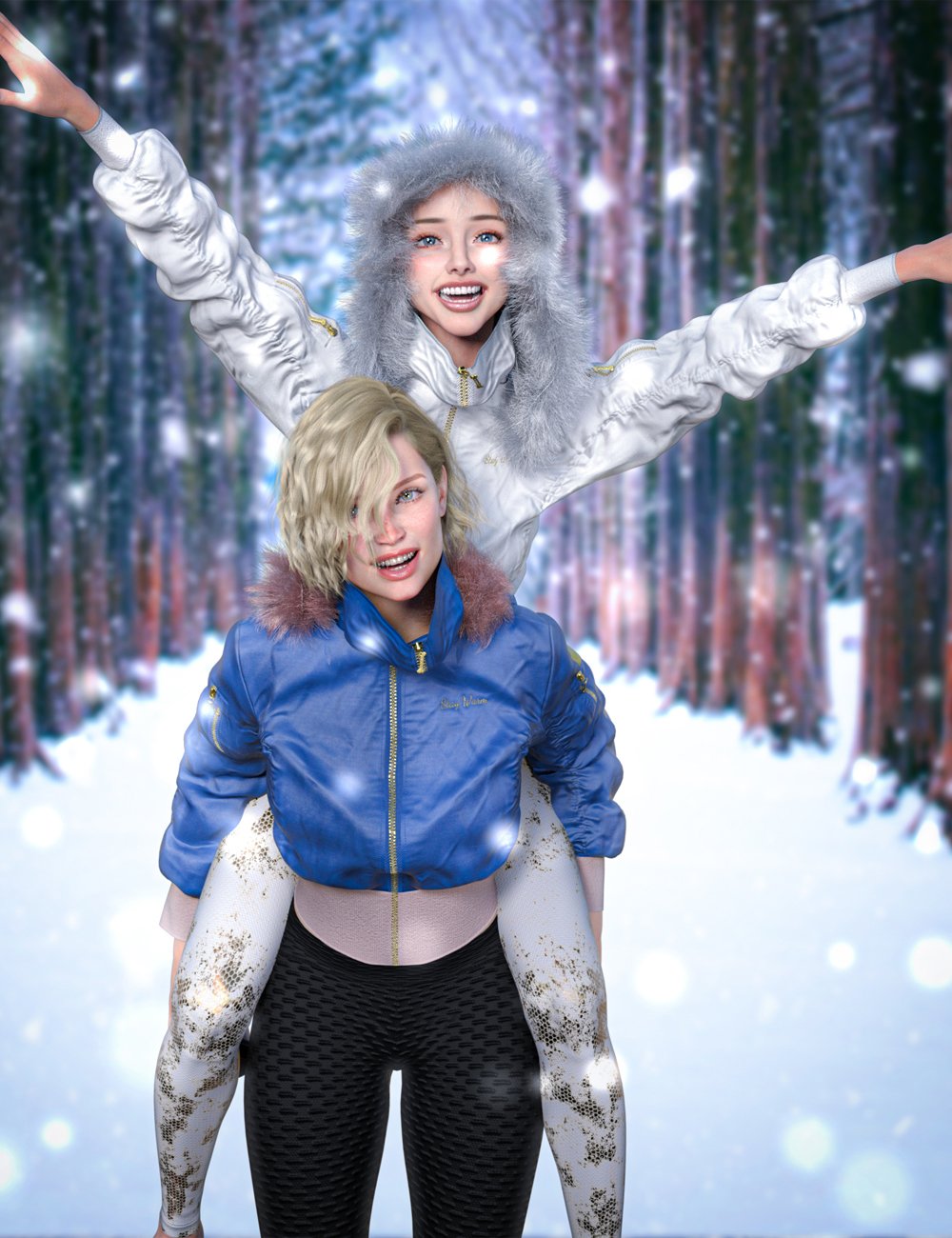 图片[1]-[daz服装] dForce创世纪8号和8.1号雌性羽绒服套装-DAZ爱好者