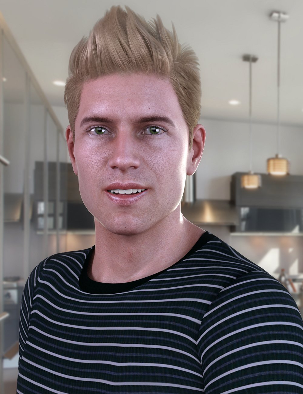 图片[1]-[daz发型] 创世纪8和8.1雄性的dForce淬火头发-DAZ爱好者