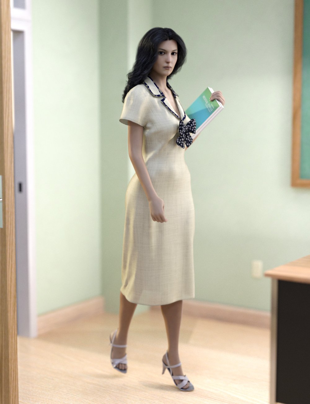 图片[1]-[daz服装] dForce西装领连衣裙，适用于Genesis 8和8.1女性-DAZ爱好者