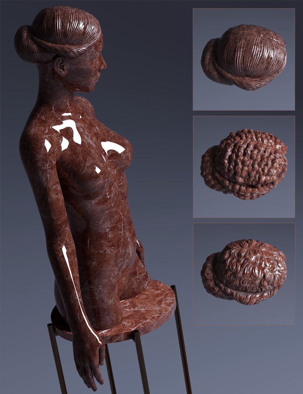 图片[1]-[daz道具] Genesis 8.1女性的仿真头发模型-DAZ爱好者