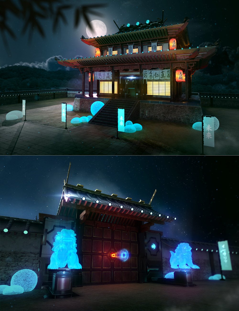 图片[1]-[daz场景] 未来主义武士复合物-环境与道具-DAZ爱好者