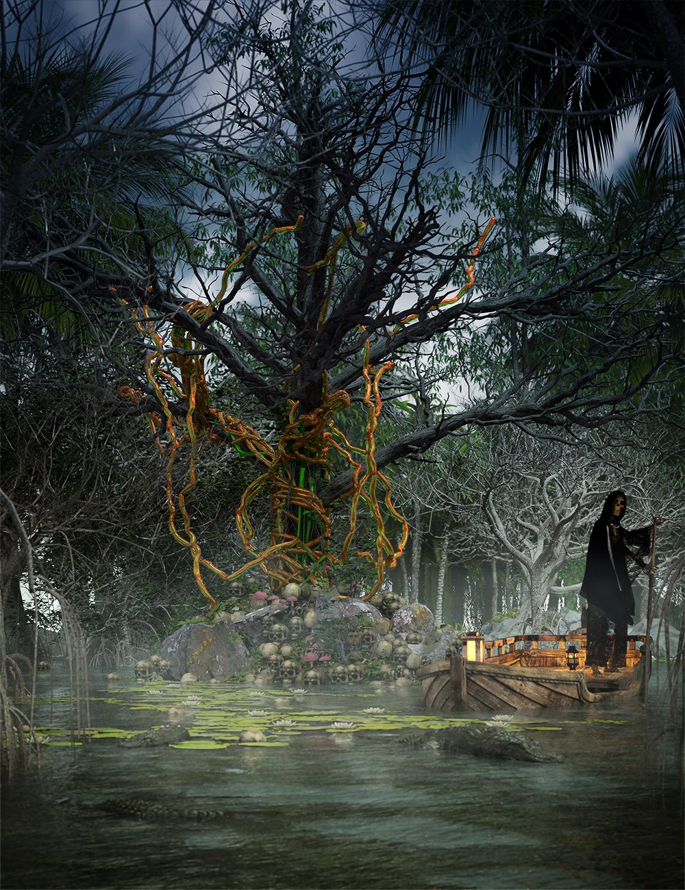 图片[1]-[daz场景] Goresskull Copse万圣节树-DAZ爱好者