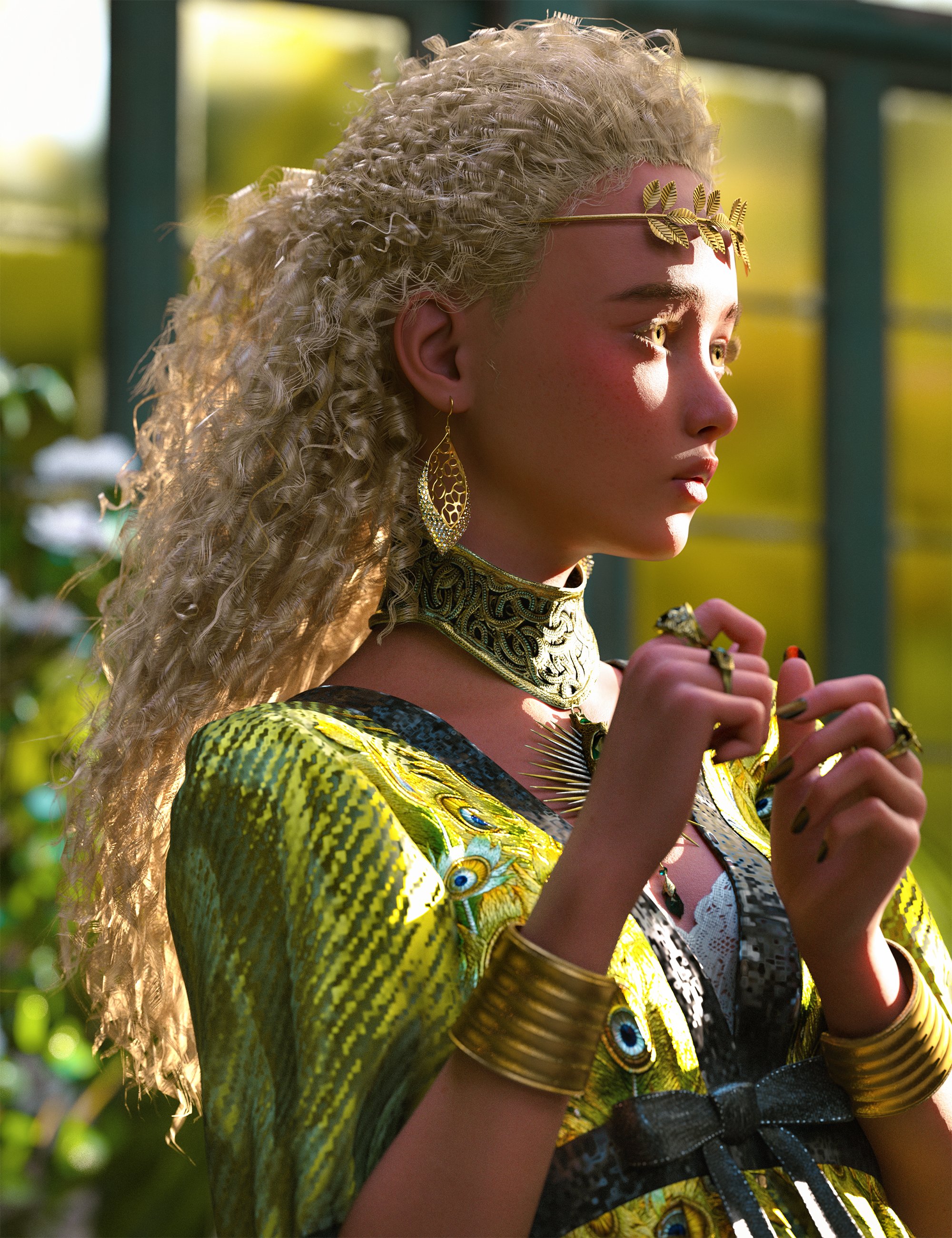 图片[1]-[daz发型] HS Kelly Messy曲线头发为创世纪9，8，和8.1女性-DAZ爱好者