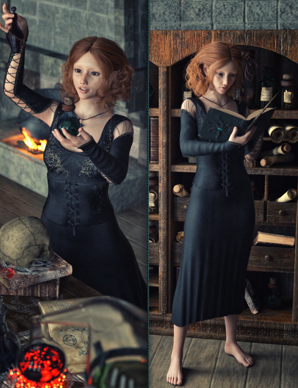 图片[1]-[daz姿势] KuJ巫师姿势和魔法道具-DAZ爱好者