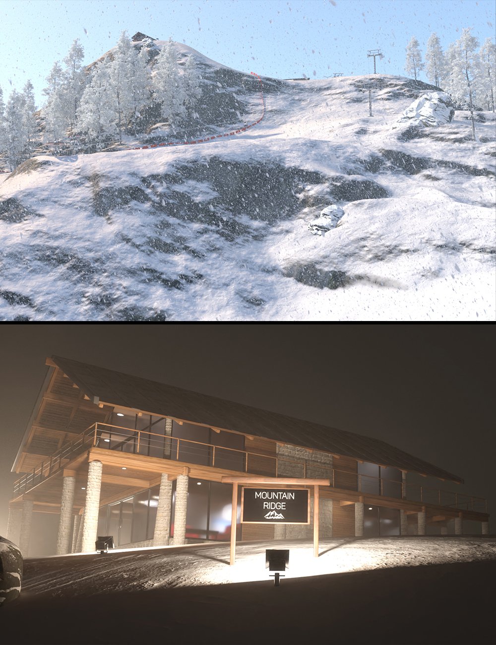 图片[1]-[daz场景] 山脊滑雪场-DAZ爱好者