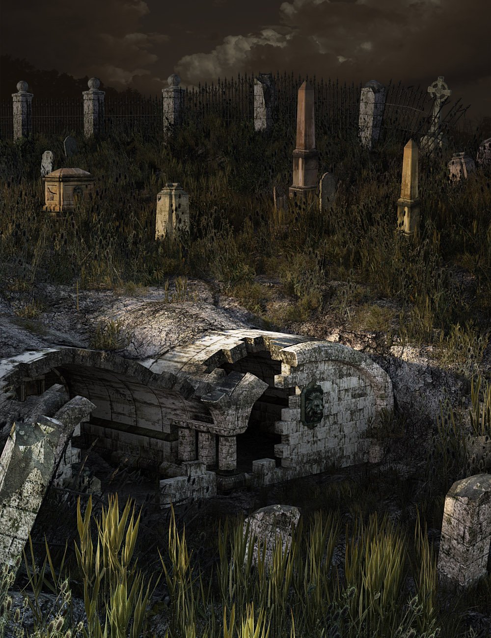 图片[1]-[daz场景] 古老的维多利亚式住宅墓地-DAZ爱好者