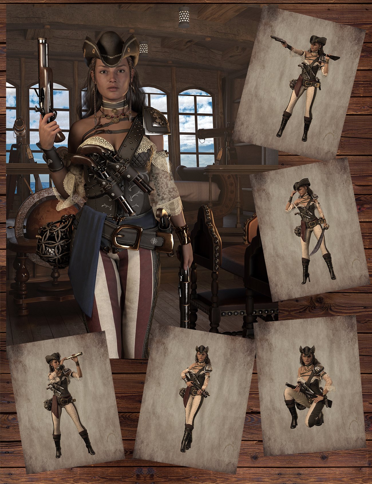 图片[1]-[daz姿势] Rachell HigHSeas姿势和道具为创世纪8.1女性-DAZ爱好者