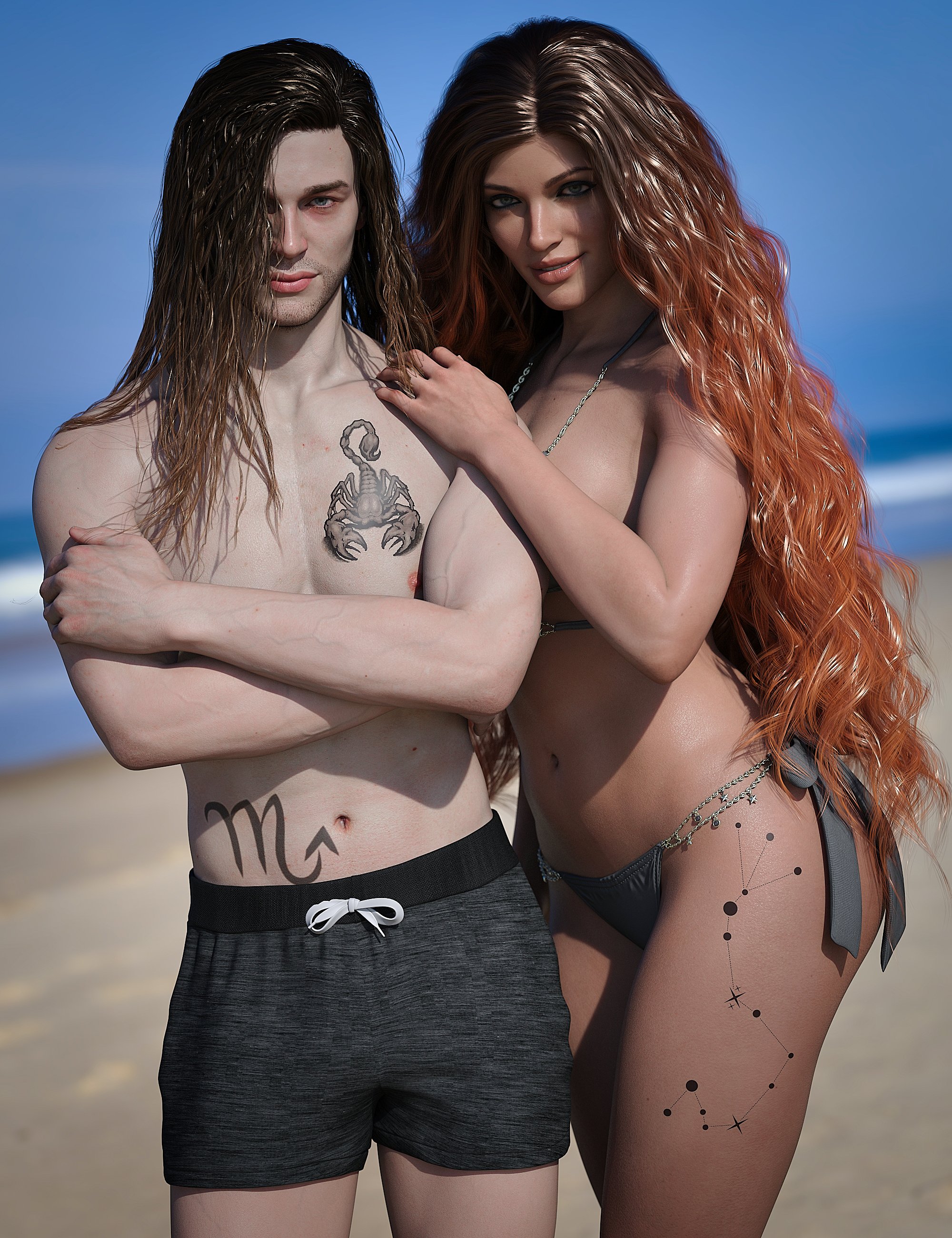 图片[1]-[daz角色] 创世纪8.1天蝎座十二生肖纹身-DAZ爱好者