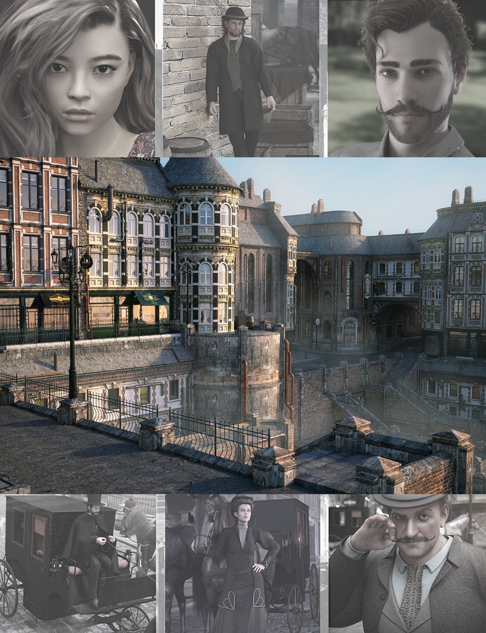 图片[1]-[daz合集] 蒸汽朋克和夏洛克街侦探包-DAZ爱好者