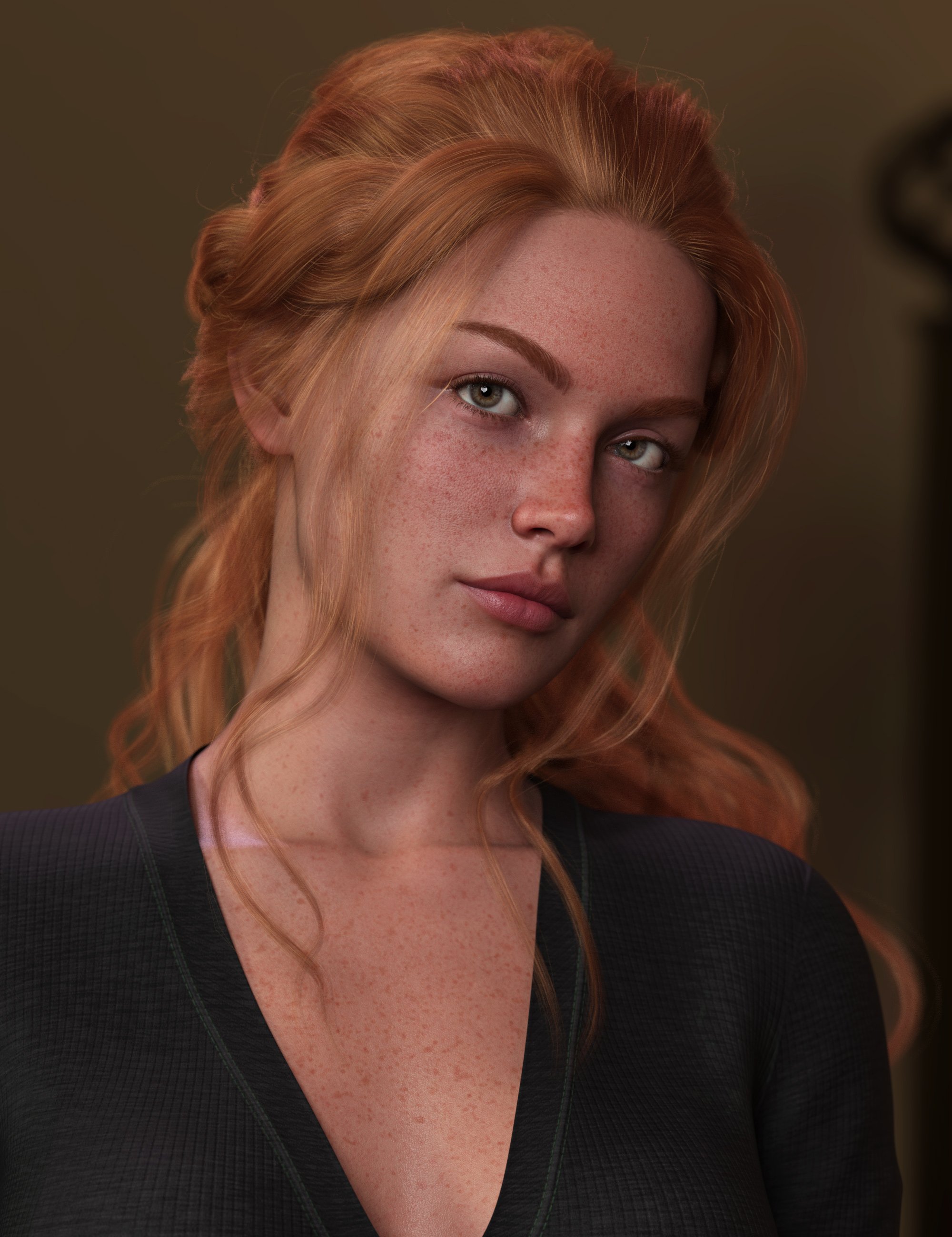 图片[1]-[daz发型] 柔软的卷发马尾为创世纪9-DAZ爱好者