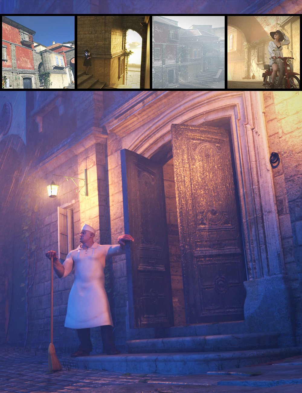 图片[1]-[daz场景] 地中海街道Redux-DAZ爱好者