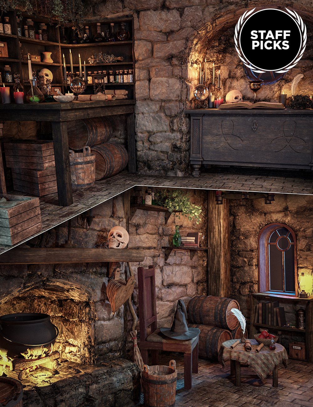 图片[1]-[daz场景] Triple Moon Cottage and Props-DAZ爱好者