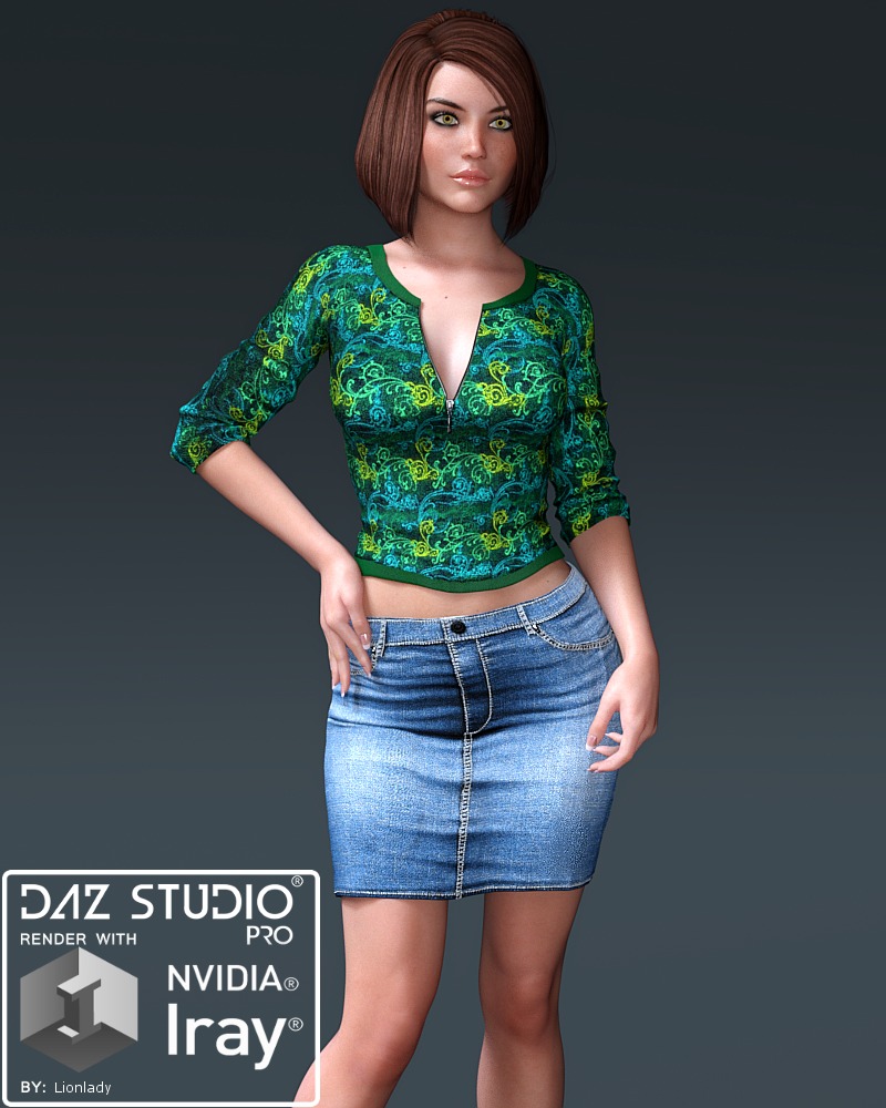 图片[1]-[daz服装] 布莱尔拉链上衣和长迷你裙的G3F-DAZ爱好者