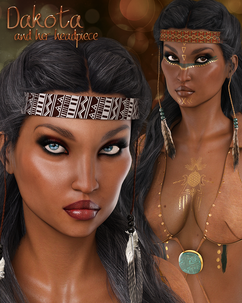 图片[1]-[daz服装] 达科塔和她的头饰G3F-DAZ爱好者