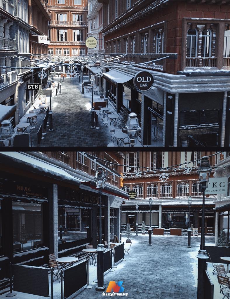 [daz场景] Snowy London Street-DAZ爱好者
