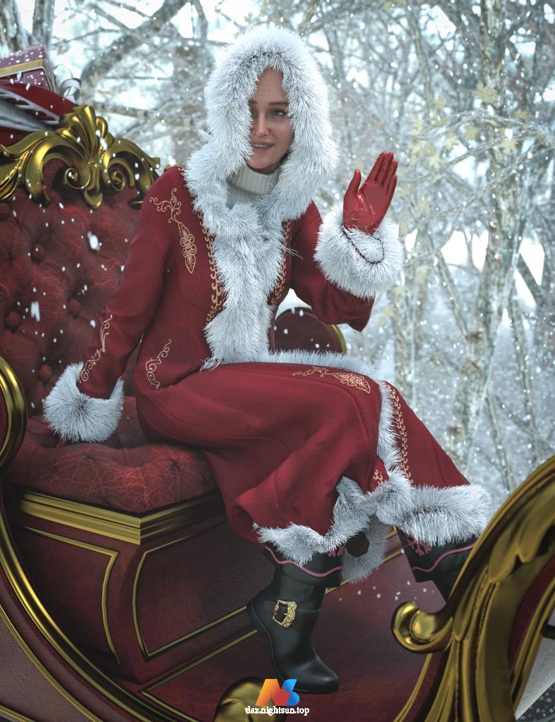 [daz服装] dForce Mrs. Klaus Outfit for Genesis 9