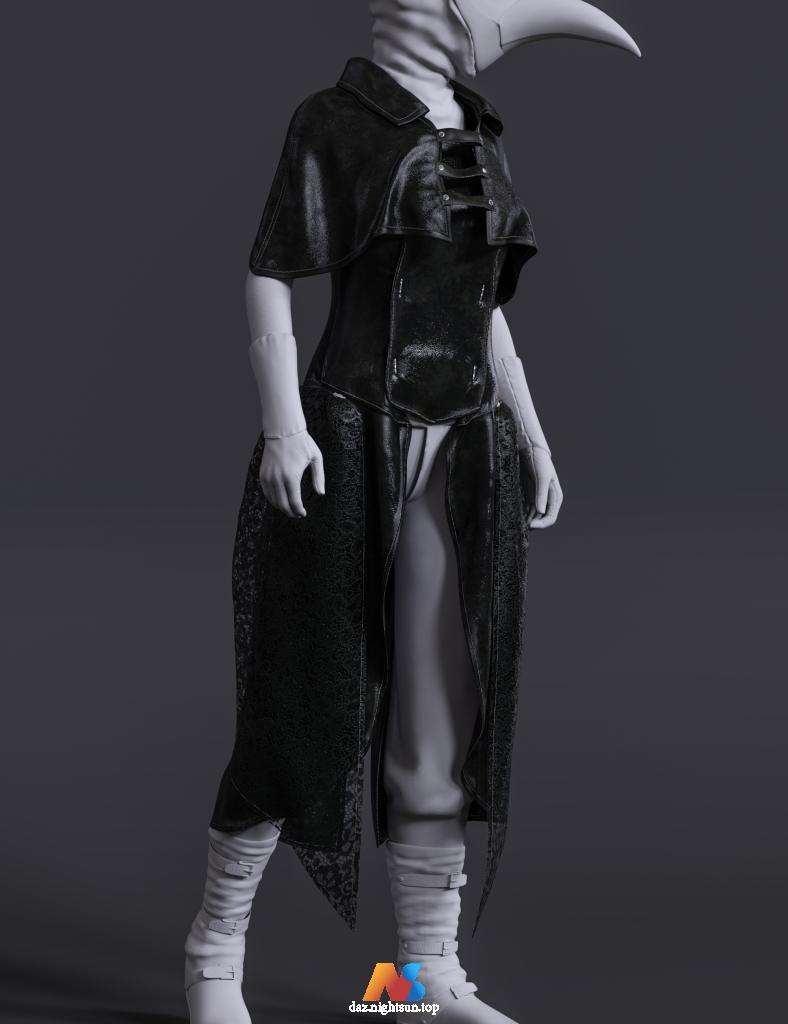 图片[2]-[daz服装] Halloween Plague Doctor dForce Dress and Cloak for Genesis 8 and 8.1 Females-DAZ爱好者