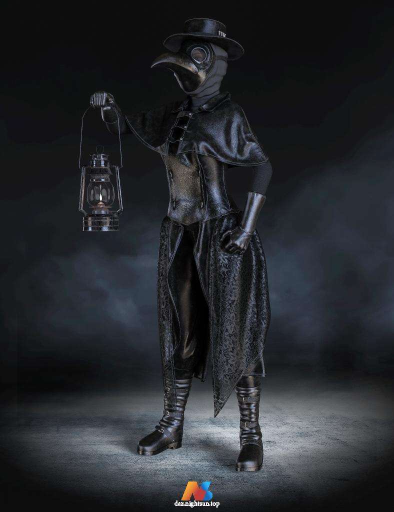 [daz服装] 万圣节瘟疫医生装束 for Genesis 8 and 8.1 Females-DAZ爱好者