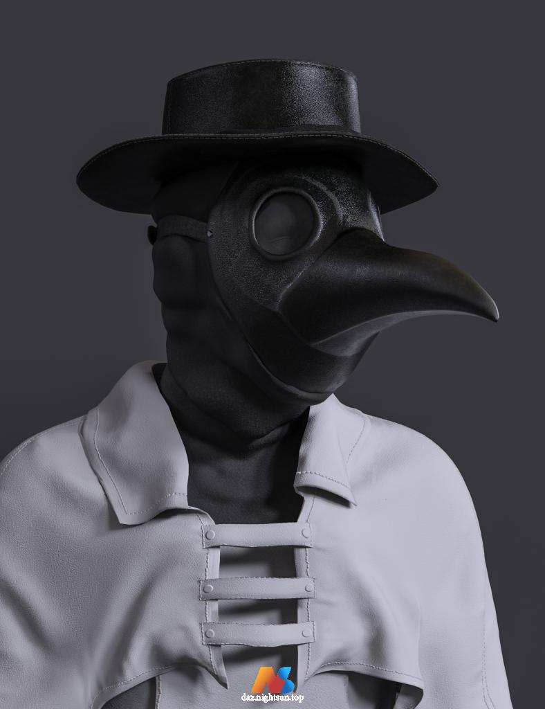 图片[2]-[daz服装] Halloween Plague Doctor Mask and Hat for Genesis 8 and 8.1 Males-DAZ爱好者
