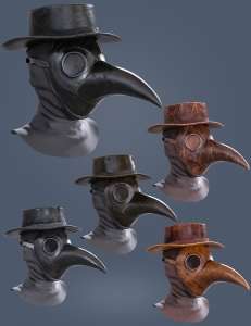 [daz服装] Halloween Plague Doctor Mask and Hat for Genesis 8 and 8.1 Males-DAZ爱好者