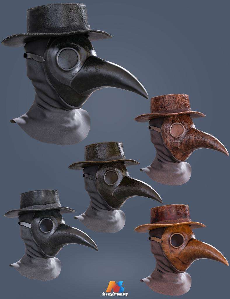 [daz服装] Halloween Plague Doctor Mask and Hat for Genesis 8 and 8.1 Males-DAZ爱好者