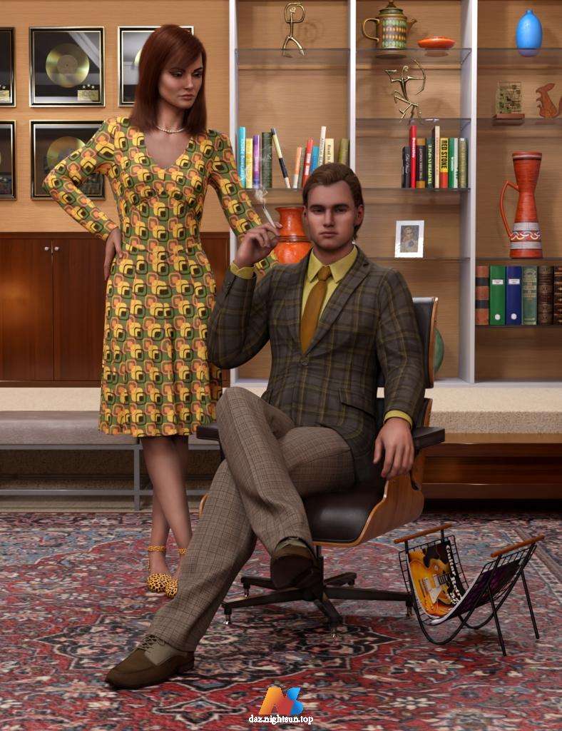 [daz姿势] Poses for Retro Living Room for Jacqueline 8.1 and Michael 8.1-DAZ爱好者