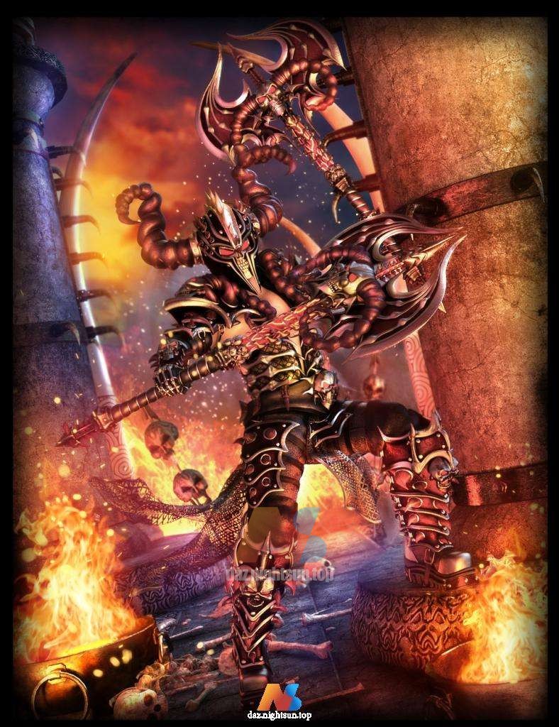 [daz服装] [daz姿势] dForce Death Strike Outfit, Great Axe and Poses for Genesis 8 Males-DAZ爱好者