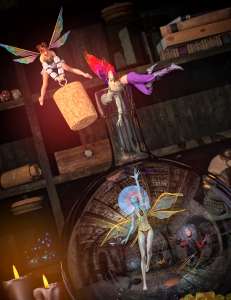 [daz道具] [daz姿势] Tefairyums: Fairy Terrariums, Props, and Poses for Genesis 8 and 8.1-DAZ爱好者