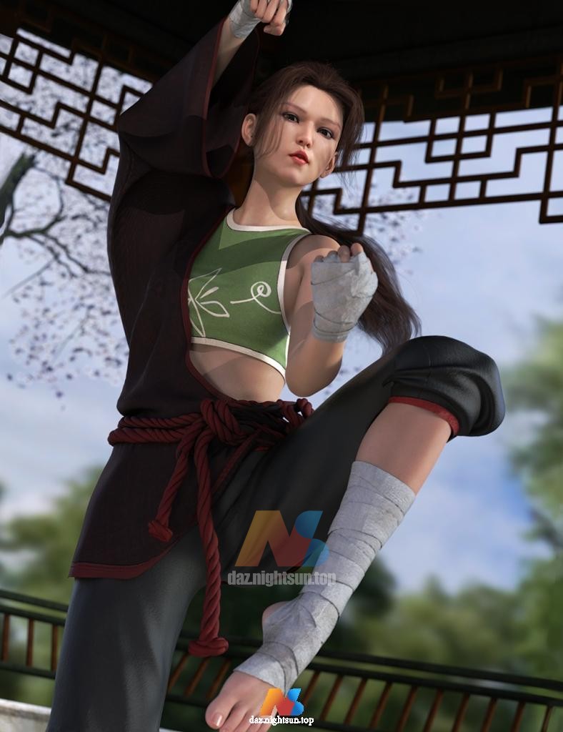 [daz服装] dForce KungFu Fury Outfit for Genesis 8 and 8.1 Females-DAZ爱好者