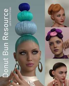 [daz发型] Donut Bun Resource – Updo for Genesis 8 Female(s)-DAZ爱好者