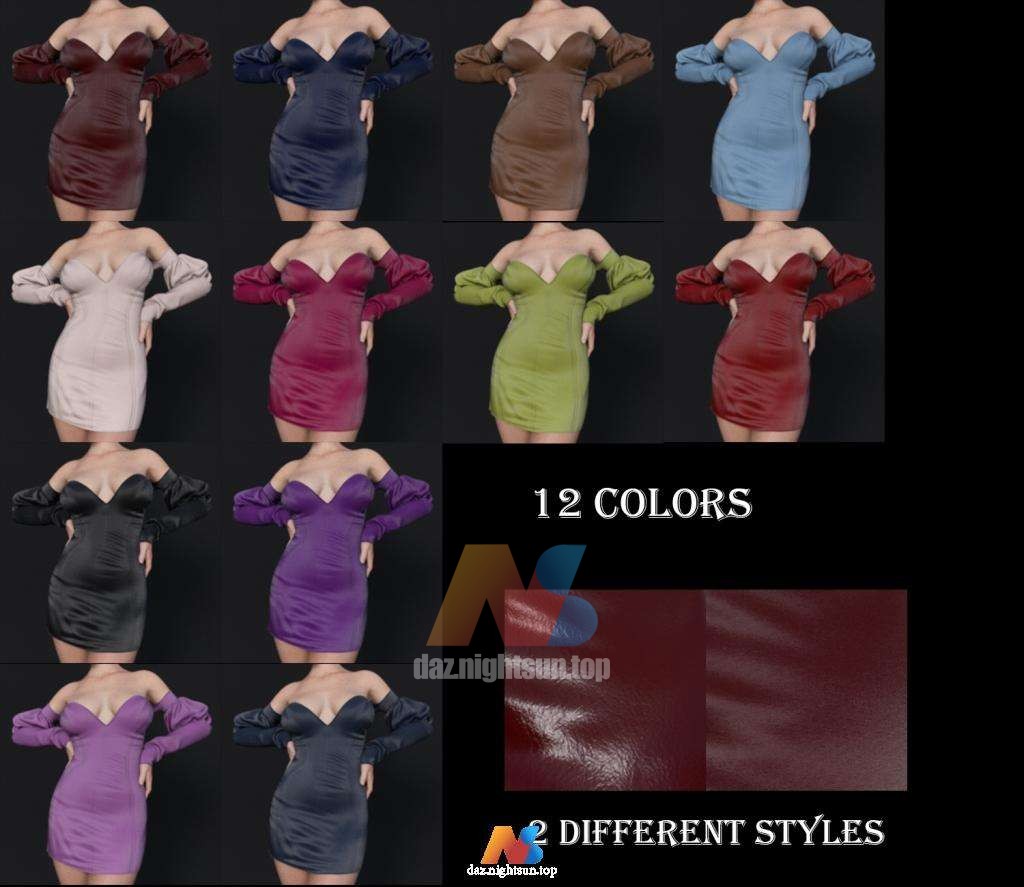 图片[3]-[daz服装] Off Shoulder Dress dforce outfit for Genesis 8 & 8.1 Females-DAZ爱好者