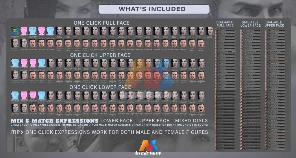 图片[2]-[daz姿势] Z Action Ready Mix and Match Expressions for Genesis 8.1-DAZ爱好者