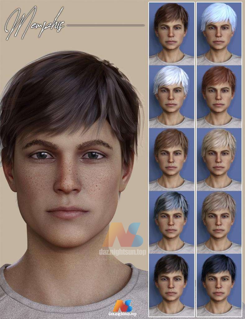 图片[2]-[daz发型] Memphis Hair for Genesis 8 Males-DAZ爱好者