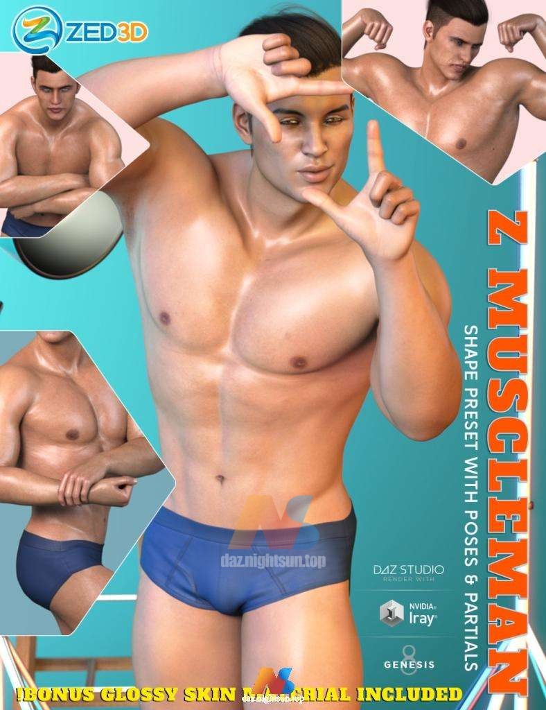 [daz姿势] Z Muscleman Shape Preset and Poses for Genesis 8 Male-DAZ爱好者