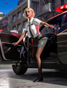 -[daz姿势] Modern Handgun Poses on Metro Police Car for Genesis 8 and 9-DAZ爱好者