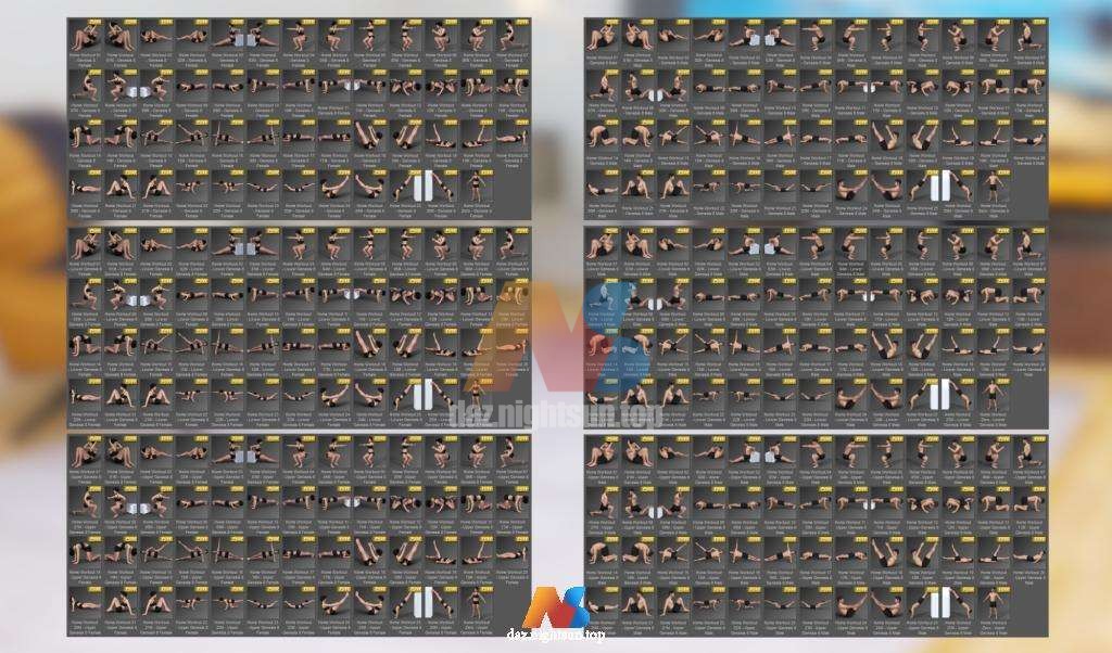 图片[2]-[daz姿势] Home Workout Poses for Genesis 8-DAZ爱好者