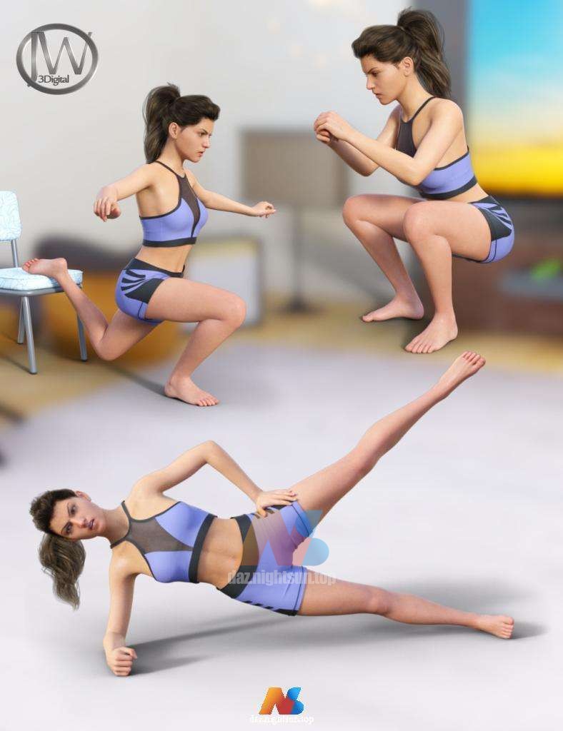 [daz姿势] Home Workout Poses for Genesis 8-DAZ爱好者