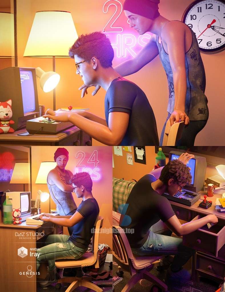 [daz姿势] Retro Gamer Poses for Genesis 8 Male-DAZ爱好者