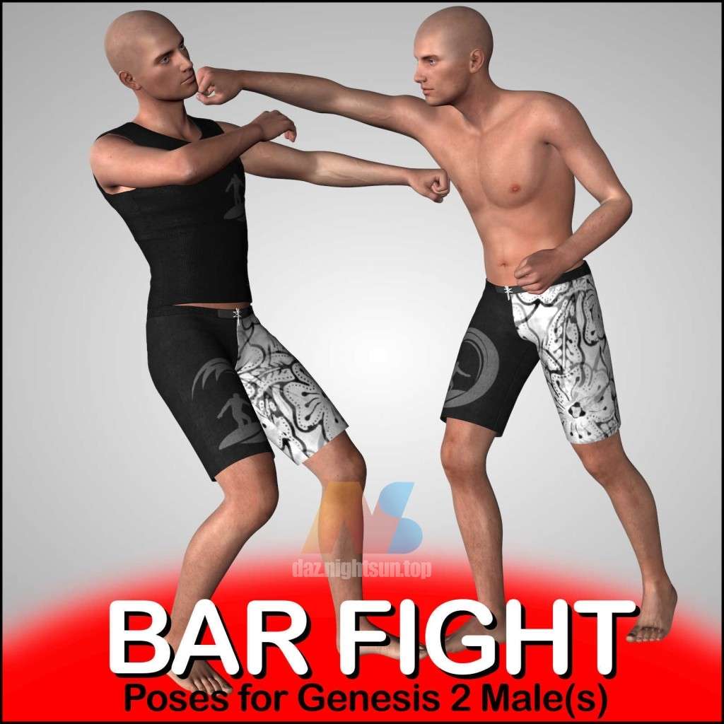 [daz姿势] BAR FIGHT Poses for Genesis 2 Male(s)
