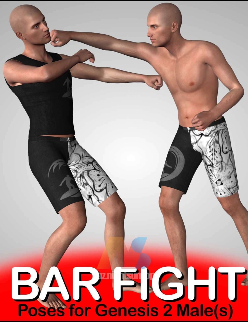 [daz姿势] BAR FIGHT Poses for Genesis 2 Male(s)-DAZ爱好者