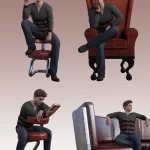 图片[5]-[daz姿势] Sitting Poses for Genesis 8 Male-DAZ爱好者