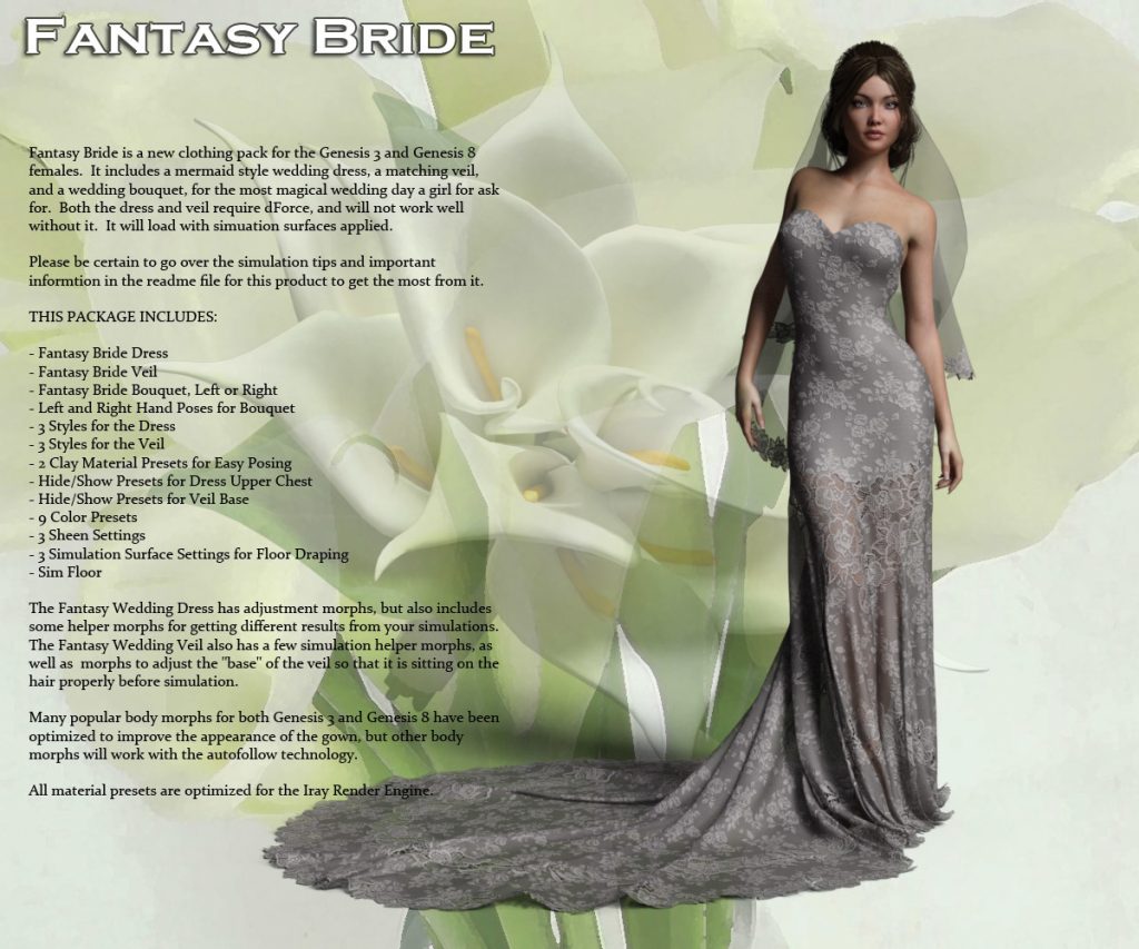 [daz服装] RP dForce Fantasy Bride