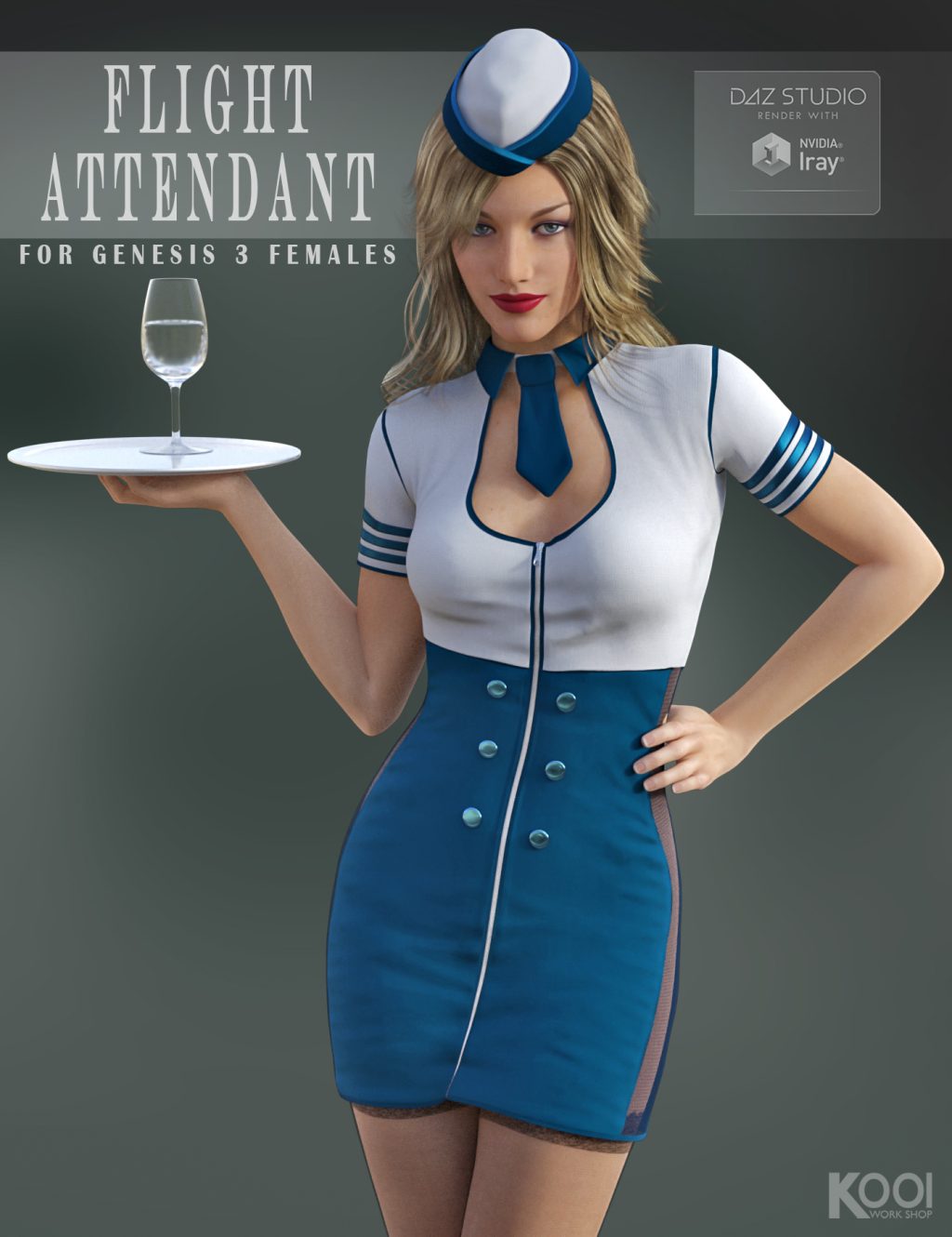 [daz服装] Flight Attendant for Genesis 3 Female(s)-DAZ爱好者
